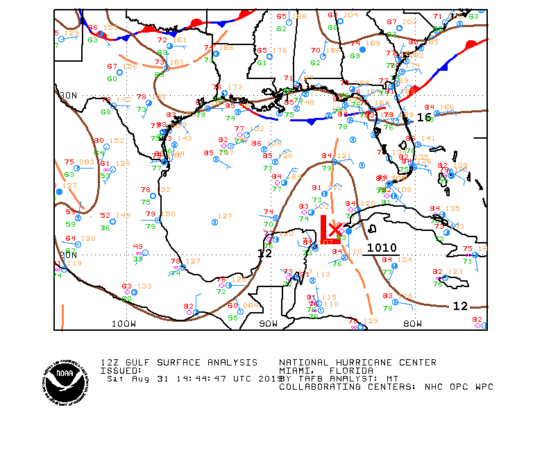 12Z Gulf Surface Analysis
